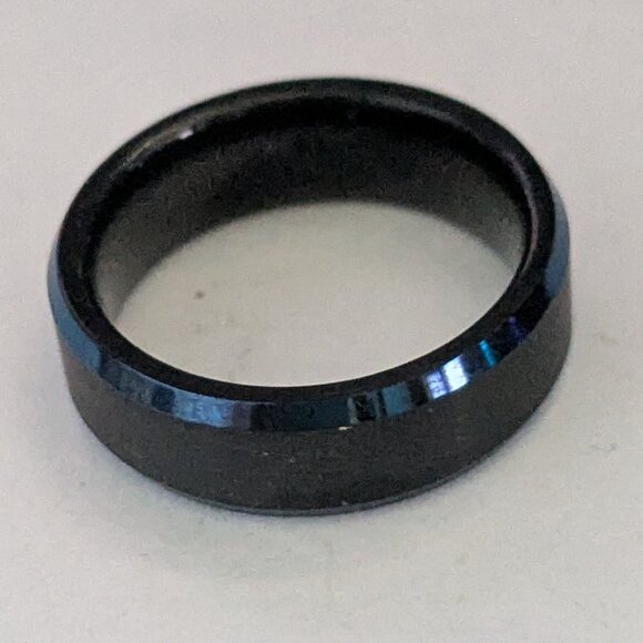 TUNGSTEN CARBIDE Dark Blue Black Wedding Band Ring Size 6.5 - Picture 4 of 6